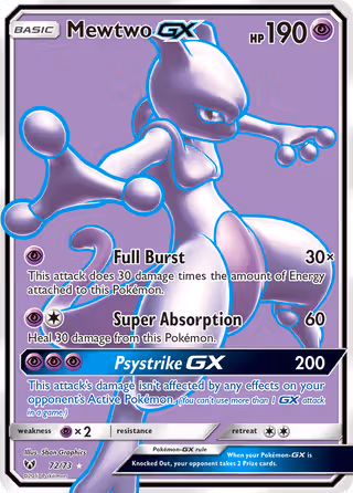 Mewtwo GX 72/73 Pokemon card