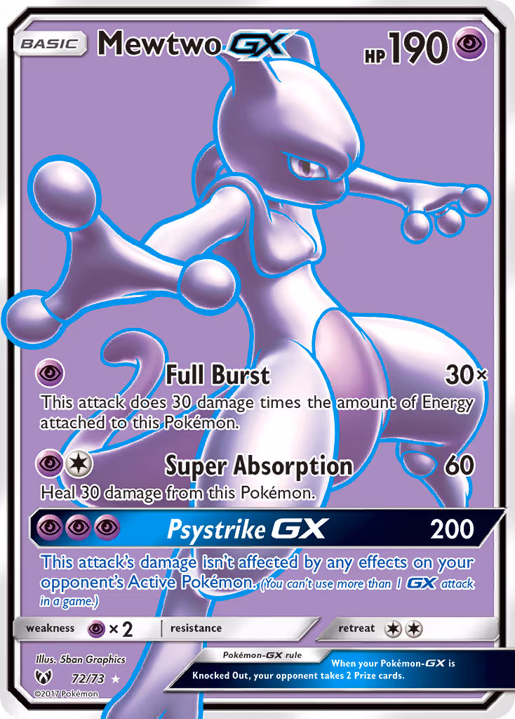 Mewtwo GX 72/73 Pokemon card