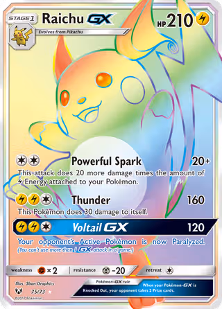 Raichu GX 75/73 Pokemon card