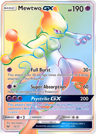 Mewtwo GX 76/73 Pokemon card