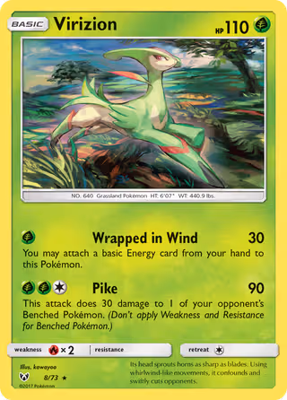 Virizion 8/73 Pokemon card