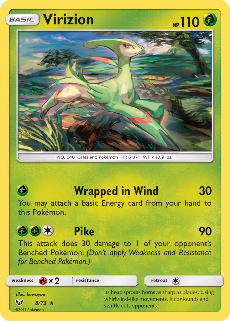 Virizion 8/73 Pokemon card