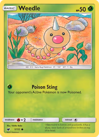 Weedle 1/111 Pokemon card