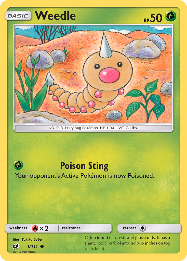 Weedle 1/111 Pokemon card