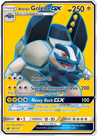 Alolan Golem GX 102/111 Pokemon card
