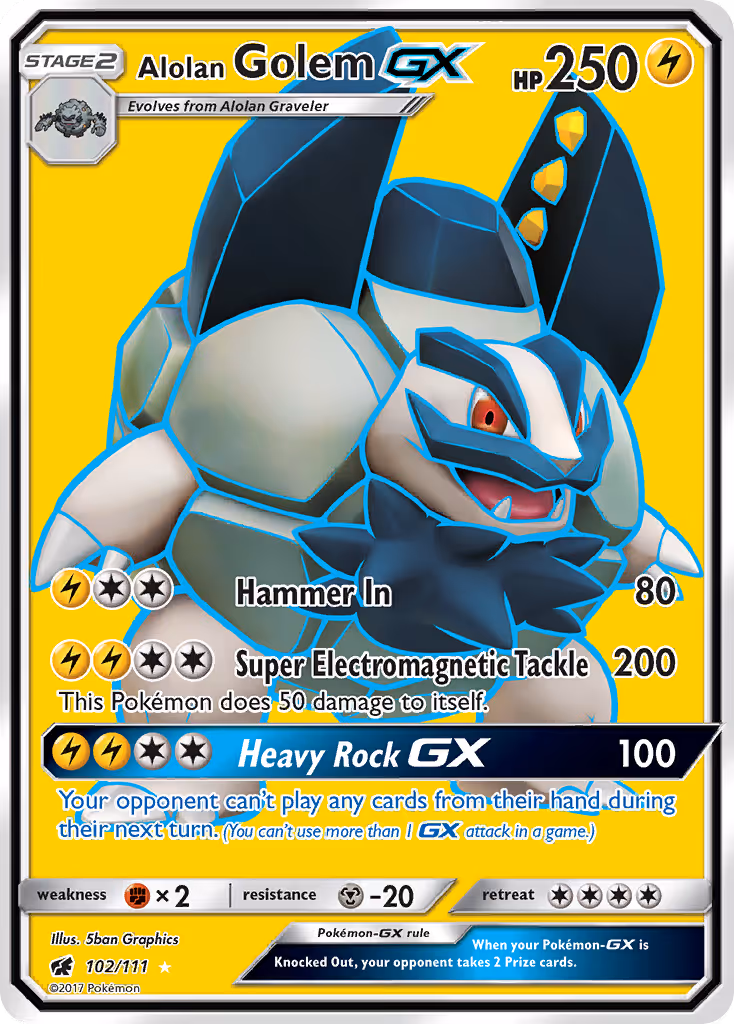Alolan Golem GX 102/111 Pokemon card