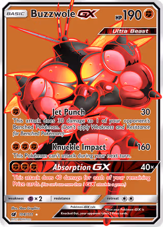 Buzzwole GX 104/111 Pokemon card