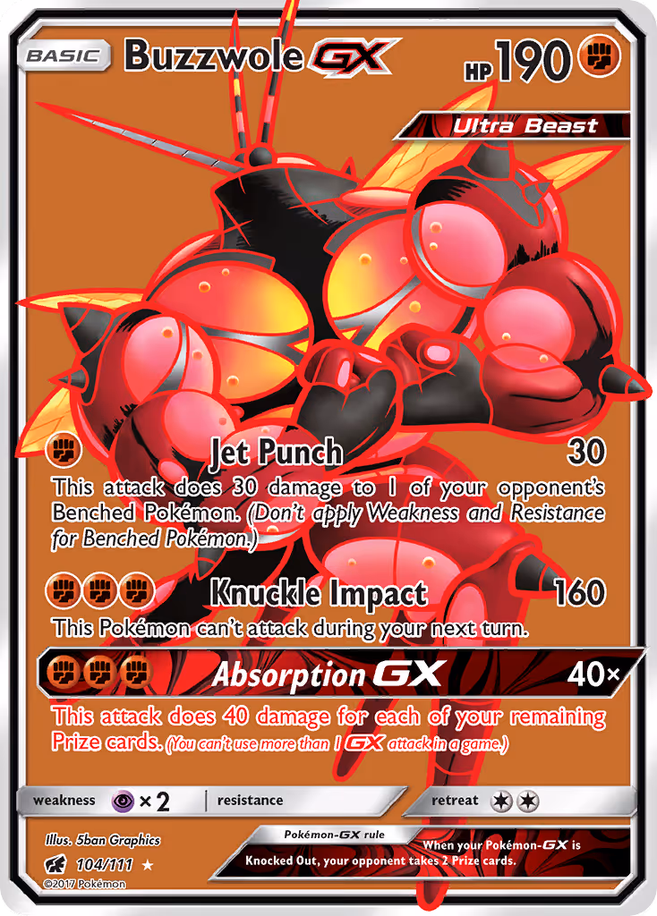 Buzzwole GX 104/111 Pokemon card