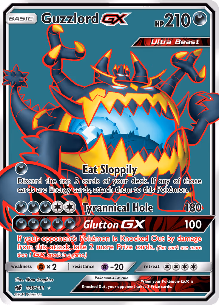 Guzzlord GX 105/111 Pokemon card