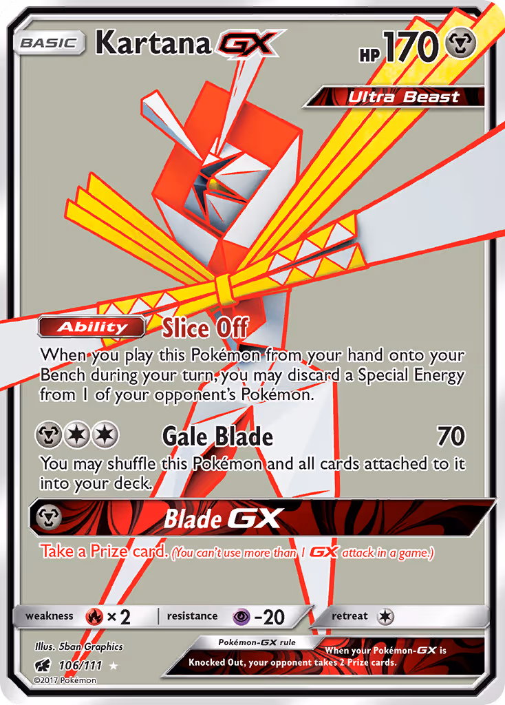 Kartana GX 106/111 Pokemon card