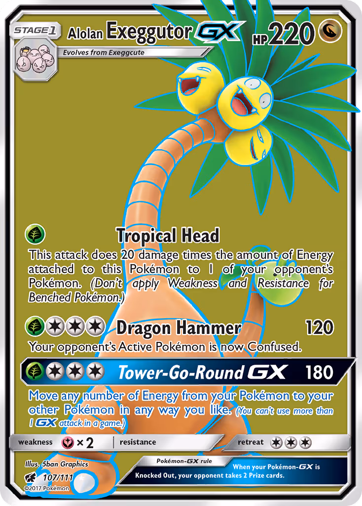 Alolan Exeggutor GX 107/111 Pokemon card