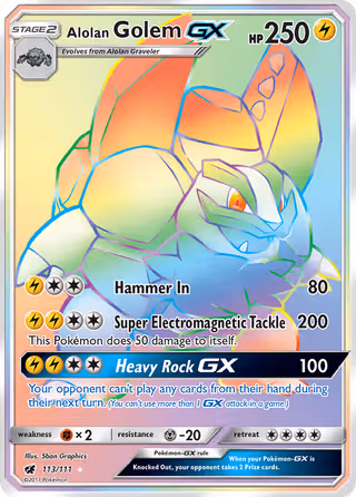 Alolan Golem GX 113/111 Pokemon card