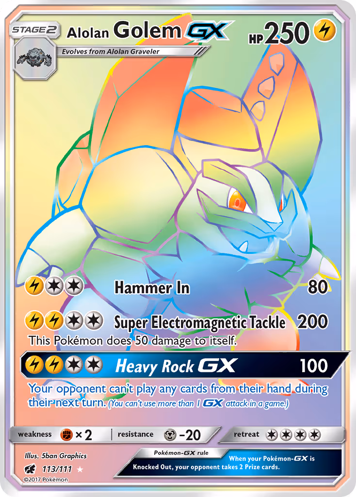Alolan Golem GX 113/111 Pokemon card