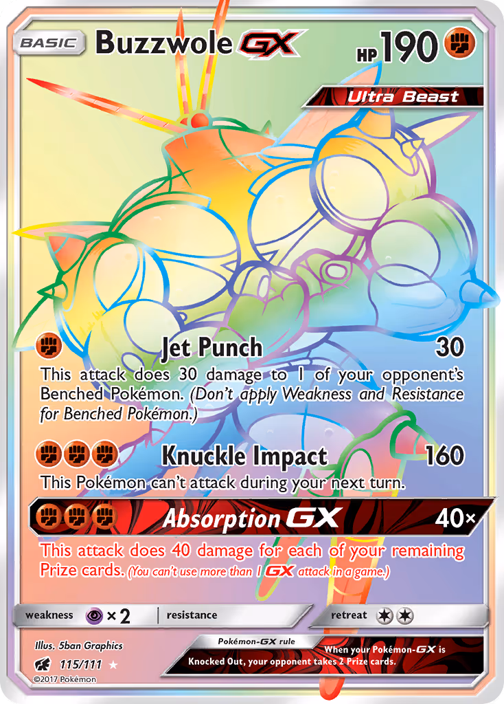 Buzzwole GX 115/111 Pokemon card