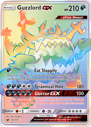 Guzzlord GX 116/111 Pokemon card