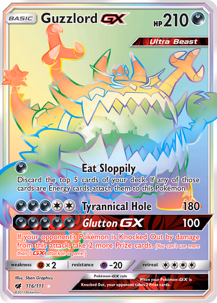Guzzlord GX 116/111 Pokemon card