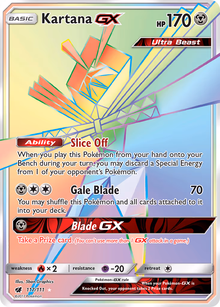 Kartana GX 117/111 Pokemon card