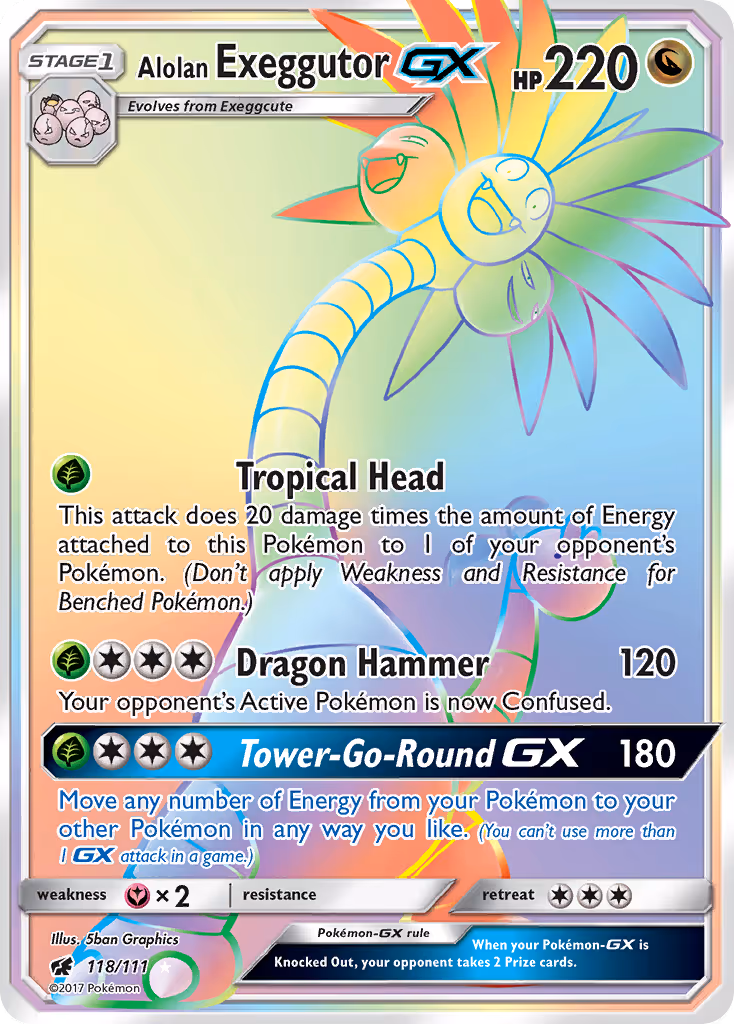Alolan Exeggutor GX 118/111 Pokemon card