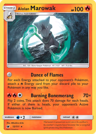 Alolan Marowak 12/111 Pokemon card