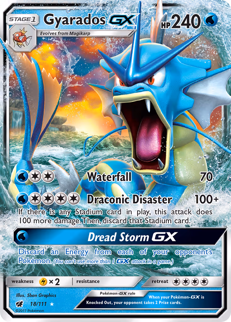 Gyarados GX 18/111 Pokemon card