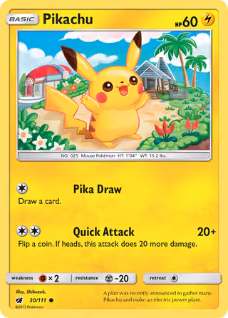 Pikachu 30/111 Pokemon card
