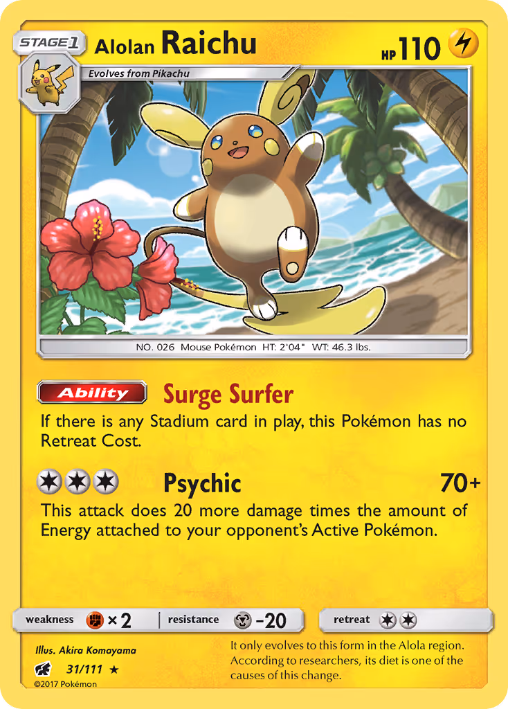Alolan Raichu 31/111 Pokemon card