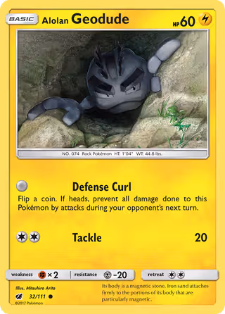 Alolan Geodude 32/111 Pokemon card