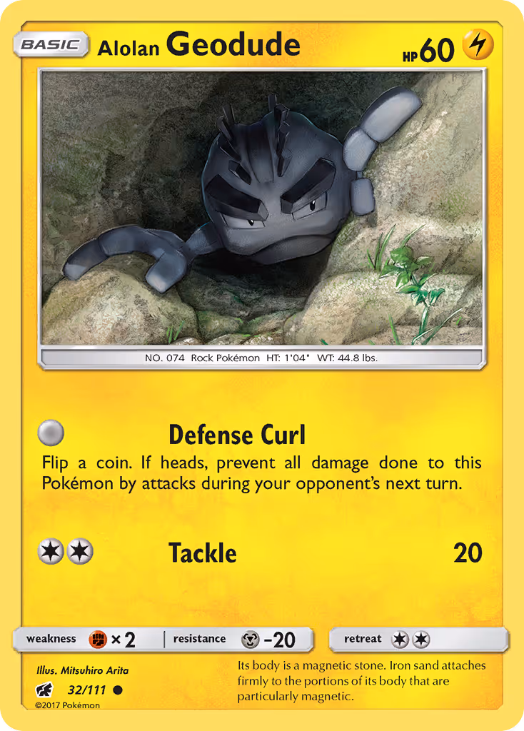 Alolan Geodude 32/111 Pokemon card