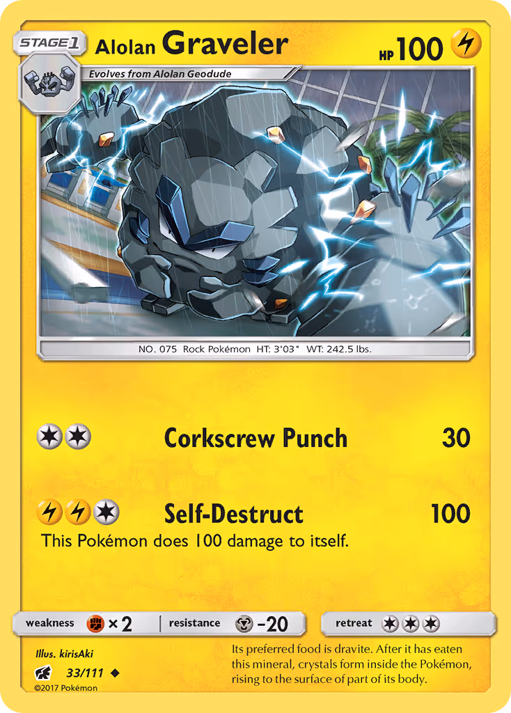 Alolan Graveler 33/111 Pokemon card
