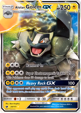 Alolan Golem GX 34/111 Pokemon card