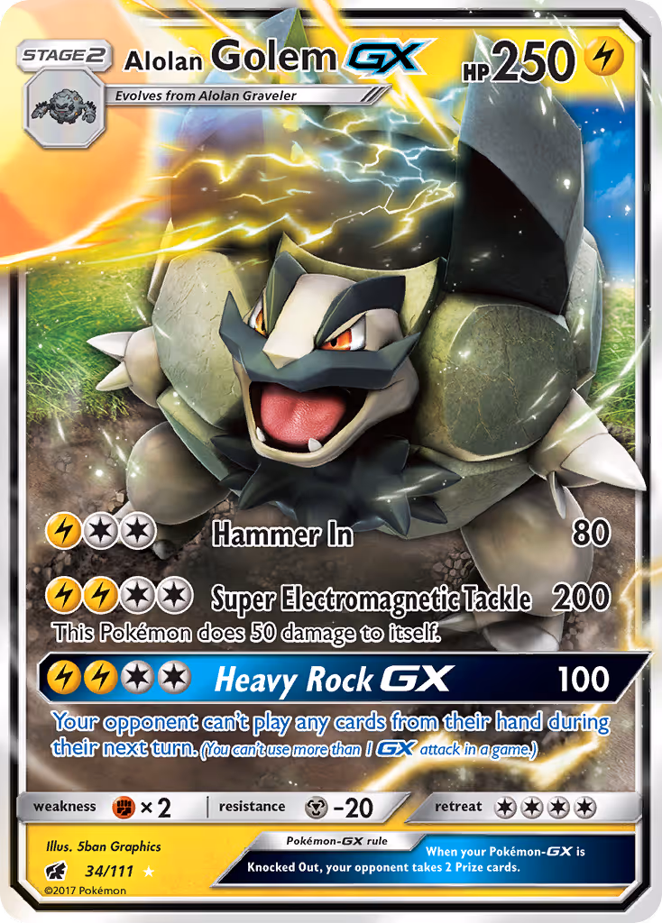 Alolan Golem GX 34/111 Pokemon card