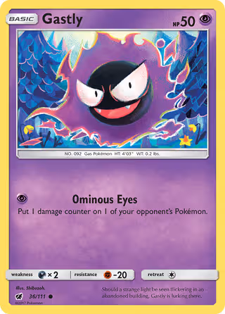 Gastly 36/111 Pokemon card