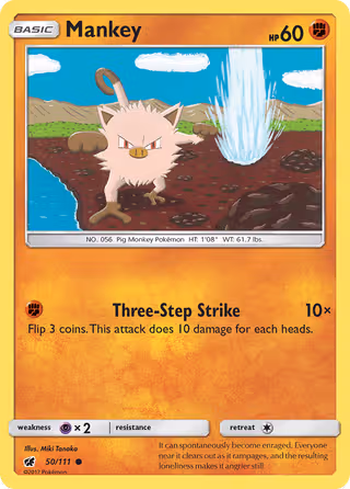 Mankey 50/111 Pokemon card