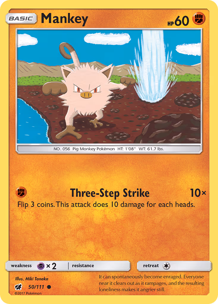 Mankey 50/111 Pokemon card