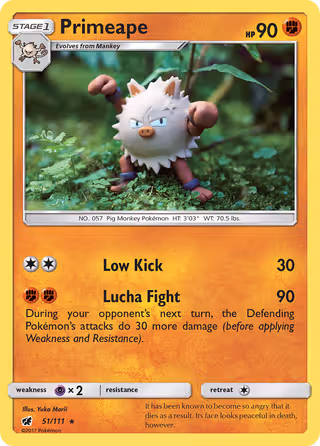 Primeape 51/111 Pokemon card