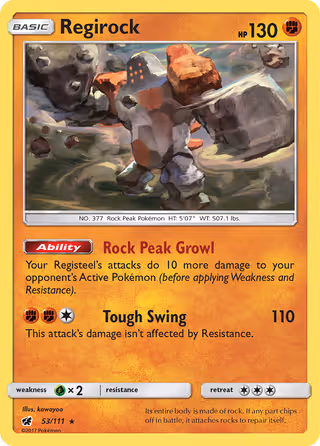 Regirock 53/111 Pokemon card