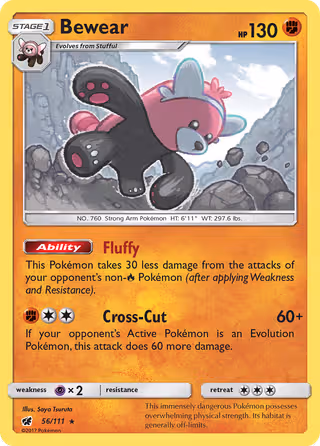 Bewear 56/111 Pokemon card