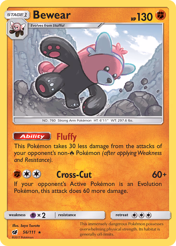 Bewear 56/111 Pokemon card