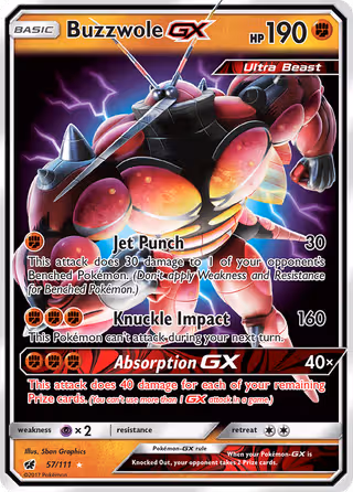 Buzzwole GX 57/111 Pokemon card