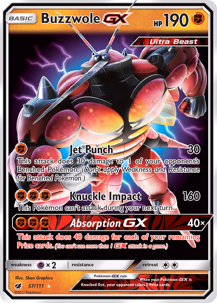 Buzzwole GX 57/111 Pokemon card