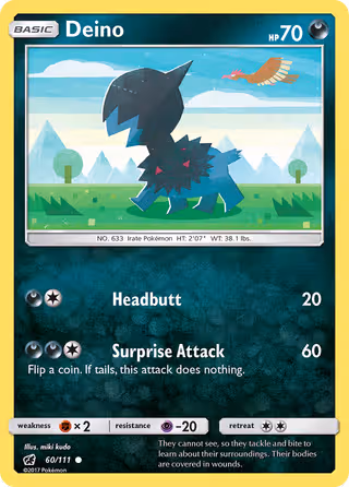Deino 60/111 Pokemon card