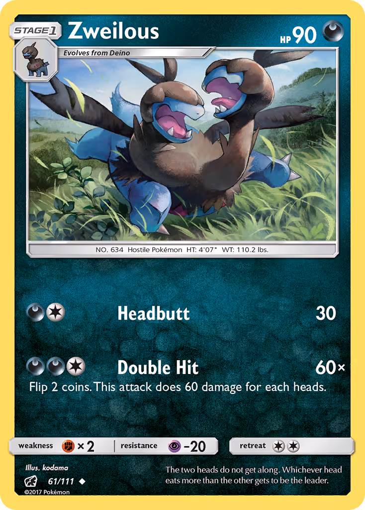 Zweilous 61/111 Pokemon card
