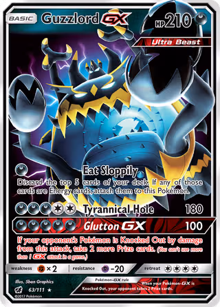 Guzzlord GX 63/111 Pokemon card