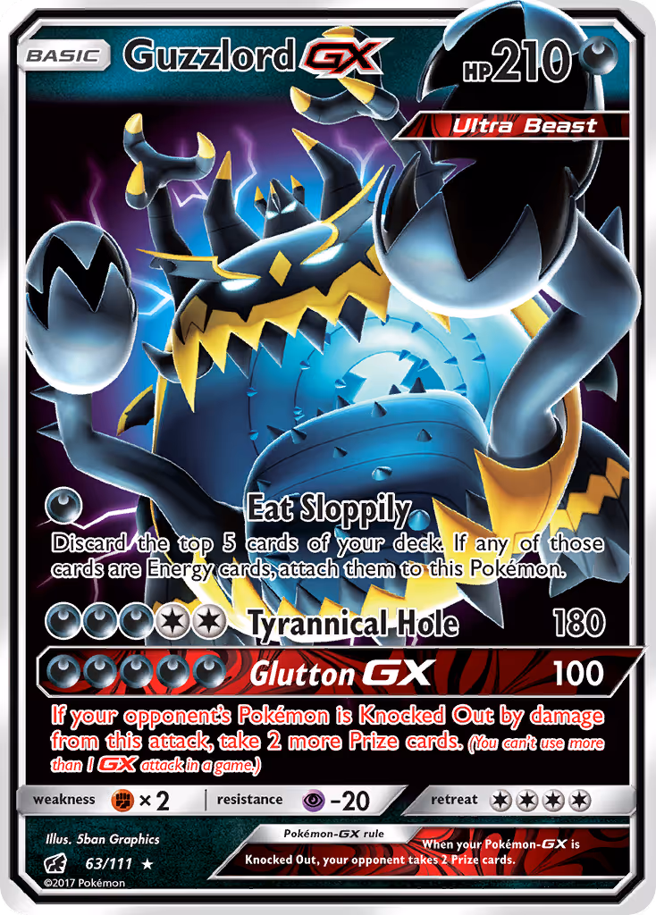 Guzzlord GX 63/111 Pokemon card