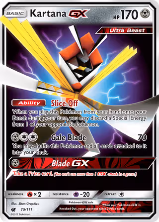 Kartana GX 70/111 Pokemon card