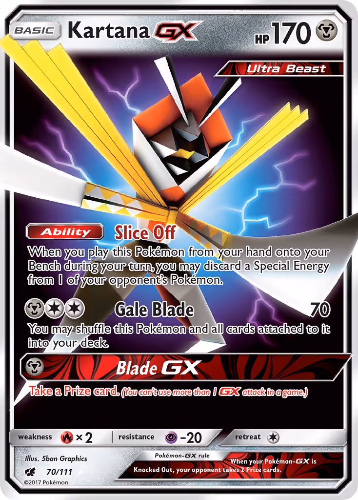 Kartana GX 70/111 Pokemon card