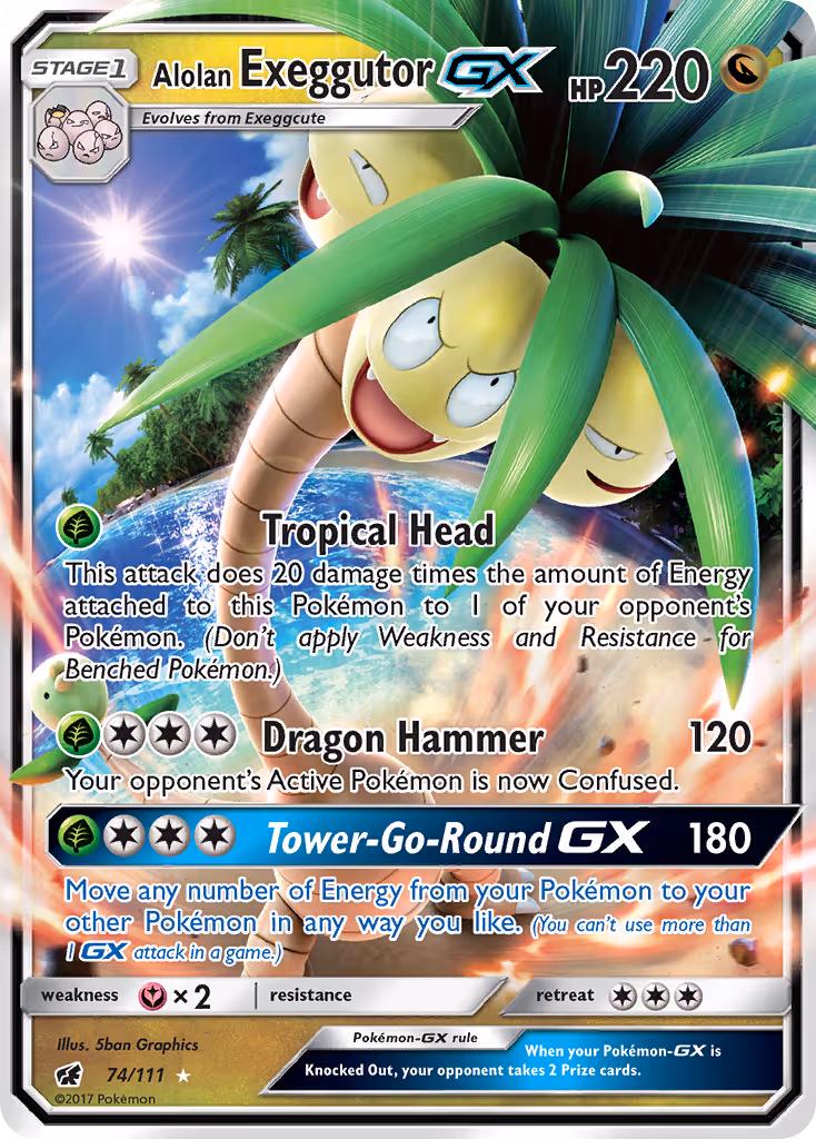 Alolan Exeggutor GX 74/111 Pokemon card
