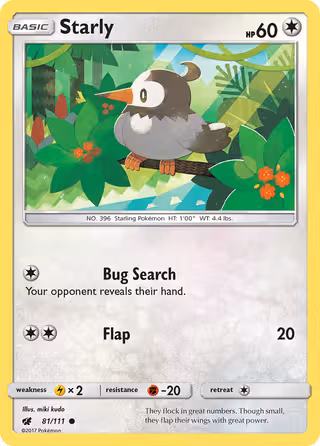 Starly 81/111 Pokemon card