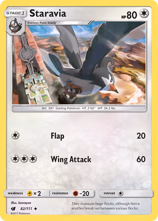 Staravia 82/111 Pokemon card