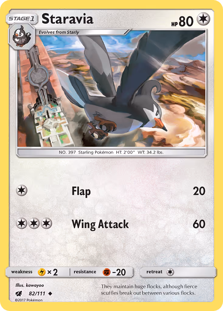 Staravia 82/111 Pokemon card